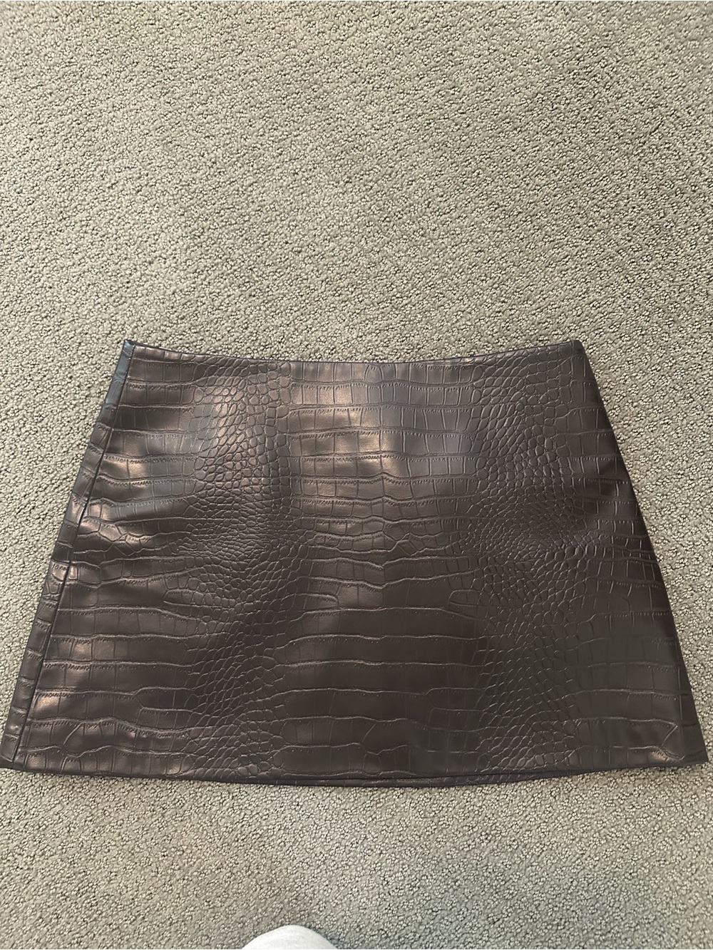 The Frankie Shop Faux Croc Mini Skirt in Dark Brown